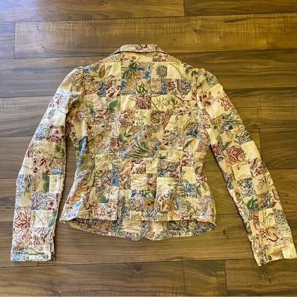 Polo Jeans Co.Patchwork fitted Coat jacket 100% cotton Sz M Women’s - Picture 4 of 8